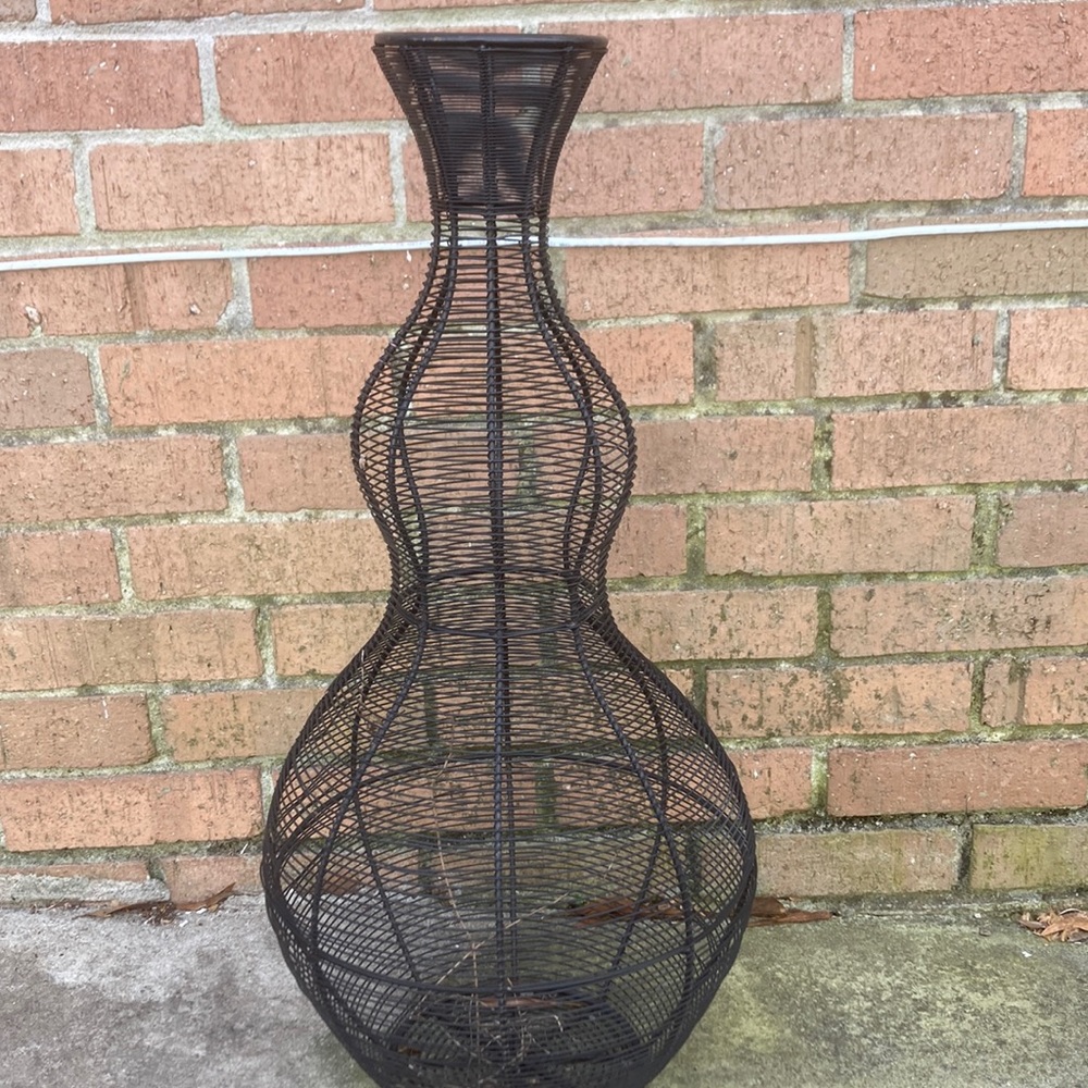 42 in MCM BLACK WROUGHT IRON VASE!